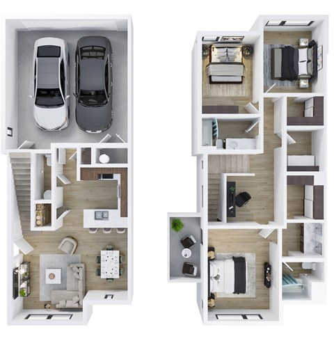 Floor plan for 3 beds, 2.5 baths, 1425 sqft